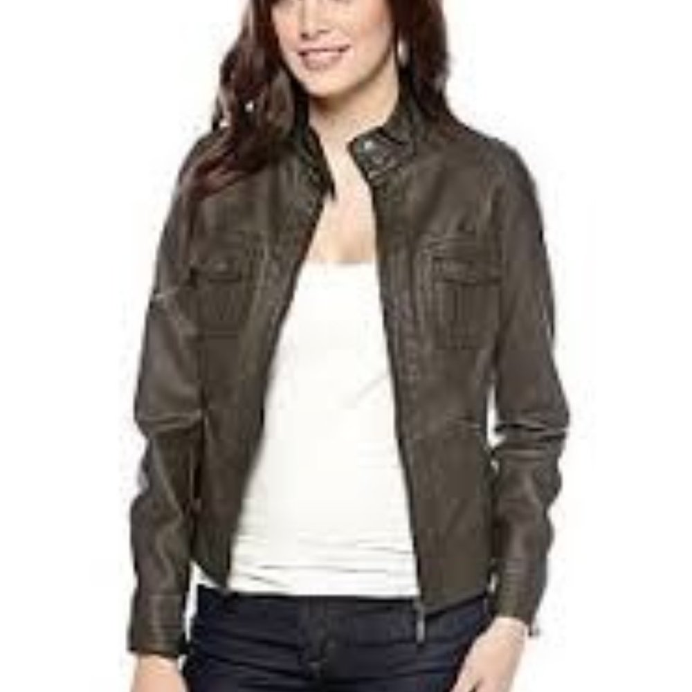 Sophia Max Brown Faux Leather Jacket - Small